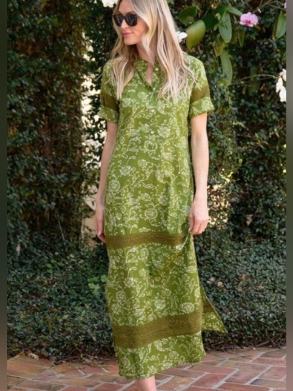 NEW Julia Amory Short Sleeve Majorelle Midi Dress Moss Petunia XS